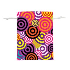 Abstract Circles Background Retro Lightweight Drawstring Pouch (l) by Ravend