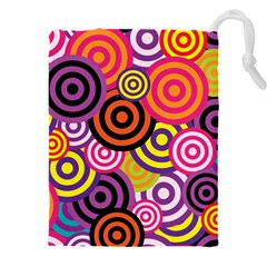 Abstract Circles Background Retro Drawstring Pouch (4xl) by Ravend