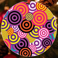 Abstract Circles Background Retro Uv Print Acrylic Ornament Round by Ravend