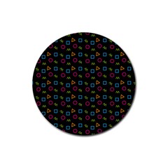 Background Ornamental Pattern Rubber Round Coaster (4 Pack)