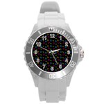 Background Ornamental Pattern Round Plastic Sport Watch (L) Front