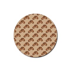 Coffee Beans Pattern Texture Rubber Round Coaster (4 Pack) by Maspions