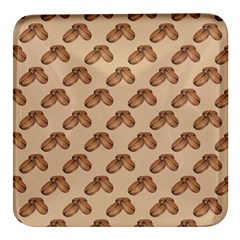 Coffee Beans Pattern Texture Square Glass Fridge Magnet (4 Pack)