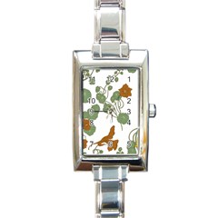 Nasturtium Flower Plant Leaves Rectangle Italian Charm Watch