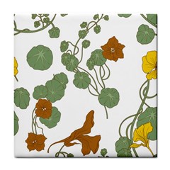 Nasturtium Flower Plant Leaves Tile Coaster by Maspions