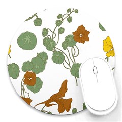 Nasturtium Flower Plant Leaves Round Mousepad