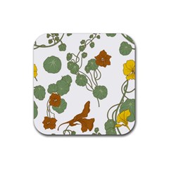 Nasturtium Flower Plant Leaves Rubber Coaster (square)