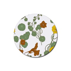 Nasturtium Flower Plant Leaves Rubber Round Coaster (4 pack)