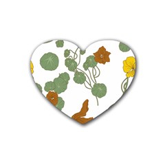 Nasturtium Flower Plant Leaves Rubber Coaster (heart)