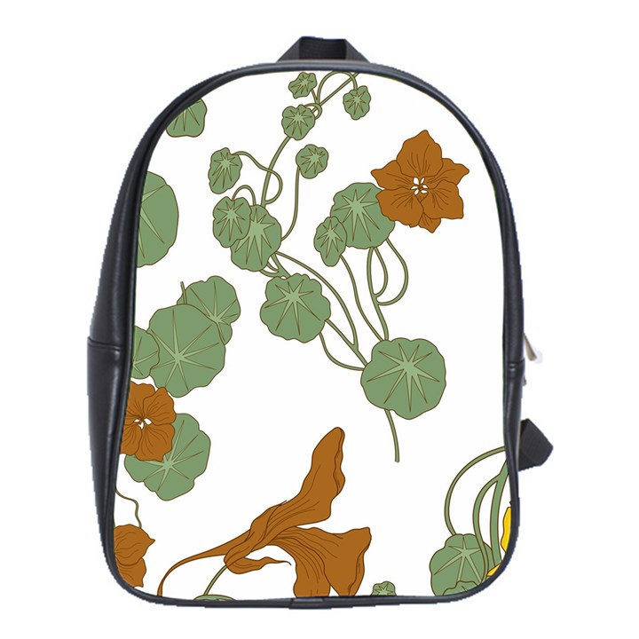 Nasturtium Flower Plant Leaves School Bag (XL)