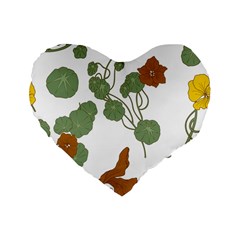 Nasturtium Flower Plant Leaves Standard 16  Premium Flano Heart Shape Cushions