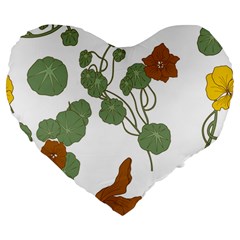 Nasturtium Flower Plant Leaves Large 19  Premium Flano Heart Shape Cushions