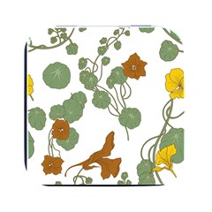 Nasturtium Flower Plant Leaves Square Metal Box (Black)