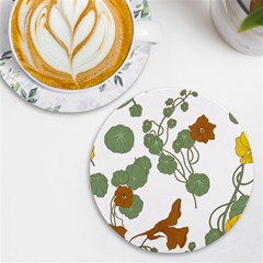 Nasturtium Flower Plant Leaves UV Print Round Tile Coaster