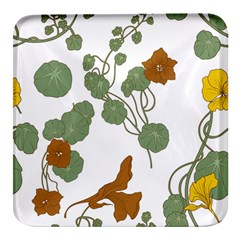 Nasturtium Flower Plant Leaves Square Glass Fridge Magnet (4 pack)