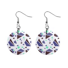 Seamless Pattern Geometric Texture Mini Button Earrings