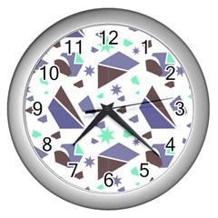 Seamless Pattern Geometric Texture Wall Clock (silver)