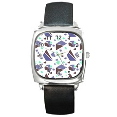 Seamless Pattern Geometric Texture Square Metal Watch