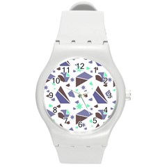 Seamless Pattern Geometric Texture Round Plastic Sport Watch (m) by Maspions