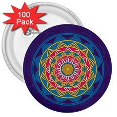 Abstract Digital Artwork 3  Buttons (100 Pack) 