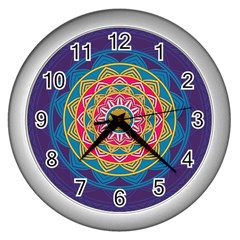 Abstract Digital Artwork Wall Clock (silver)