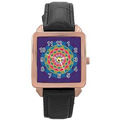 Abstract Digital Artwork Rose Gold Leather Watch 