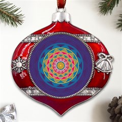 Abstract Digital Artwork Metal Snowflake And Bell Red Ornament