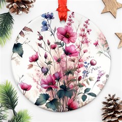 Flora Floral Flower Petal Ornament (round)