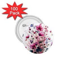 Flora Floral Flower Petal 1 75  Buttons (100 Pack) 