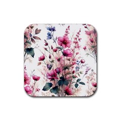 Flora Floral Flower Petal Rubber Coaster (square)