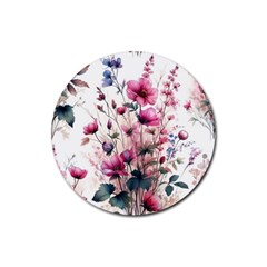 Flora Floral Flower Petal Rubber Coaster (round)