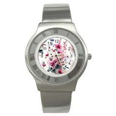 Flora Floral Flower Petal Stainless Steel Watch