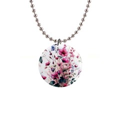 Flora Floral Flower Petal 1  Button Necklace by Maspions