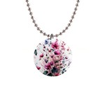 Flora Floral Flower Petal 1  Button Necklace Front