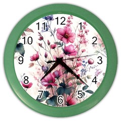 Flora Floral Flower Petal Color Wall Clock by Maspions