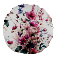 Flora Floral Flower Petal Large 18  Premium Round Cushions