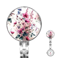 Flora Floral Flower Petal Stainless Steel Nurses Watch