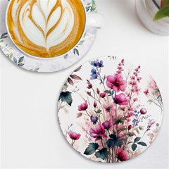 Flora Floral Flower Petal Uv Print Round Tile Coaster