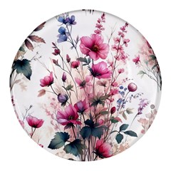 Flora Floral Flower Petal Round Glass Fridge Magnet (4 Pack) by Maspions