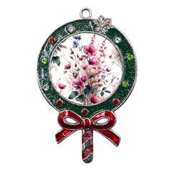 Flora Floral Flower Petal Metal X mas Lollipop With Crystal Ornament by Maspions