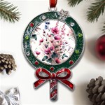 Flora Floral Flower Petal Metal X Mas Lollipop with Crystal Ornament Front