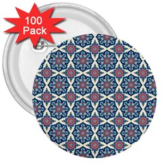 Abstract Mandala Seamless Background Texture 3  Buttons (100 Pack) 