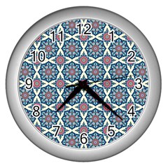 Abstract Mandala Seamless Background Texture Wall Clock (silver)