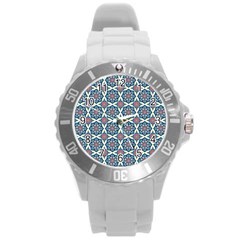 Abstract Mandala Seamless Background Texture Round Plastic Sport Watch (l) by Maspions