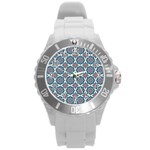 Abstract Mandala Seamless Background Texture Round Plastic Sport Watch (L) Front