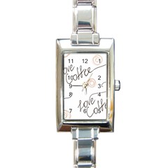 Seamless Pattern Coffee Text Rectangle Italian Charm Watch