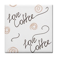 Seamless Pattern Coffee Text Tile Coaster