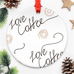 Seamless Pattern Coffee Text Ornament (round)