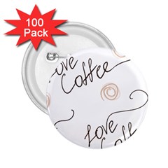 Seamless Pattern Coffee Text 2 25  Buttons (100 Pack) 