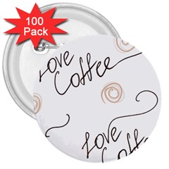 Seamless Pattern Coffee Text 3  Buttons (100 Pack) 